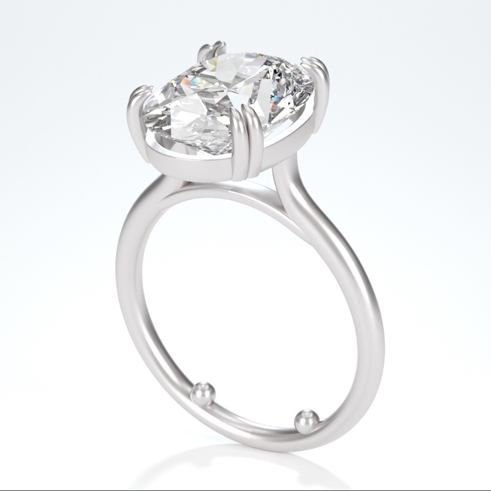 14k White Gold 5ct Crushed Ice Oval - Picture 4 of 16